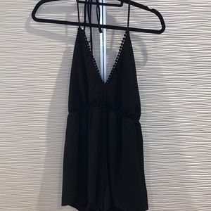 Adorable backless halter black romper